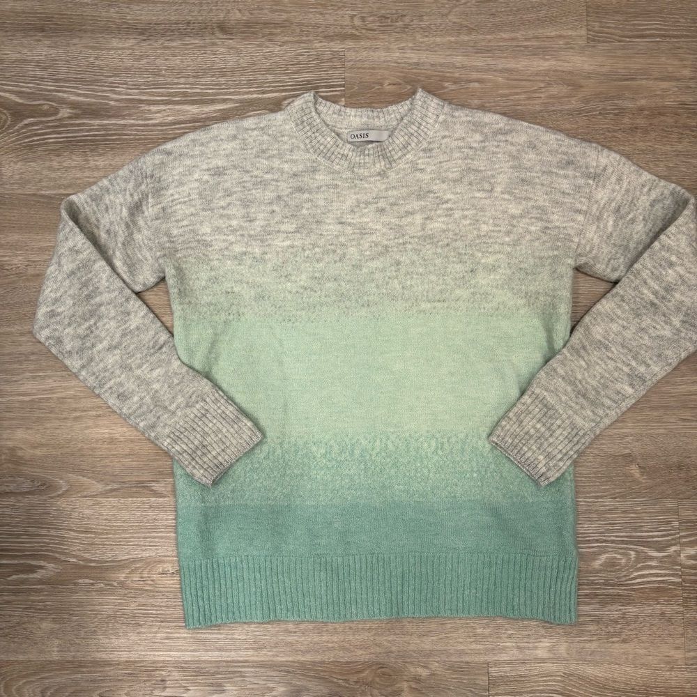 OASIS Womens Crew Neck Jumper Sweater Colourblock Acrylic S